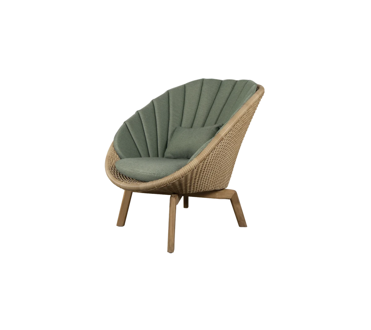 Peacock lounge chair w/teak legs