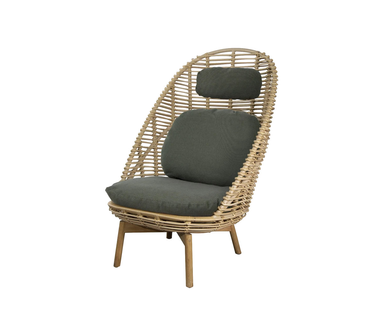 Hive highback chair w/teak legs