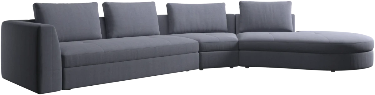 Bergamo sofa with round lounging unit,right