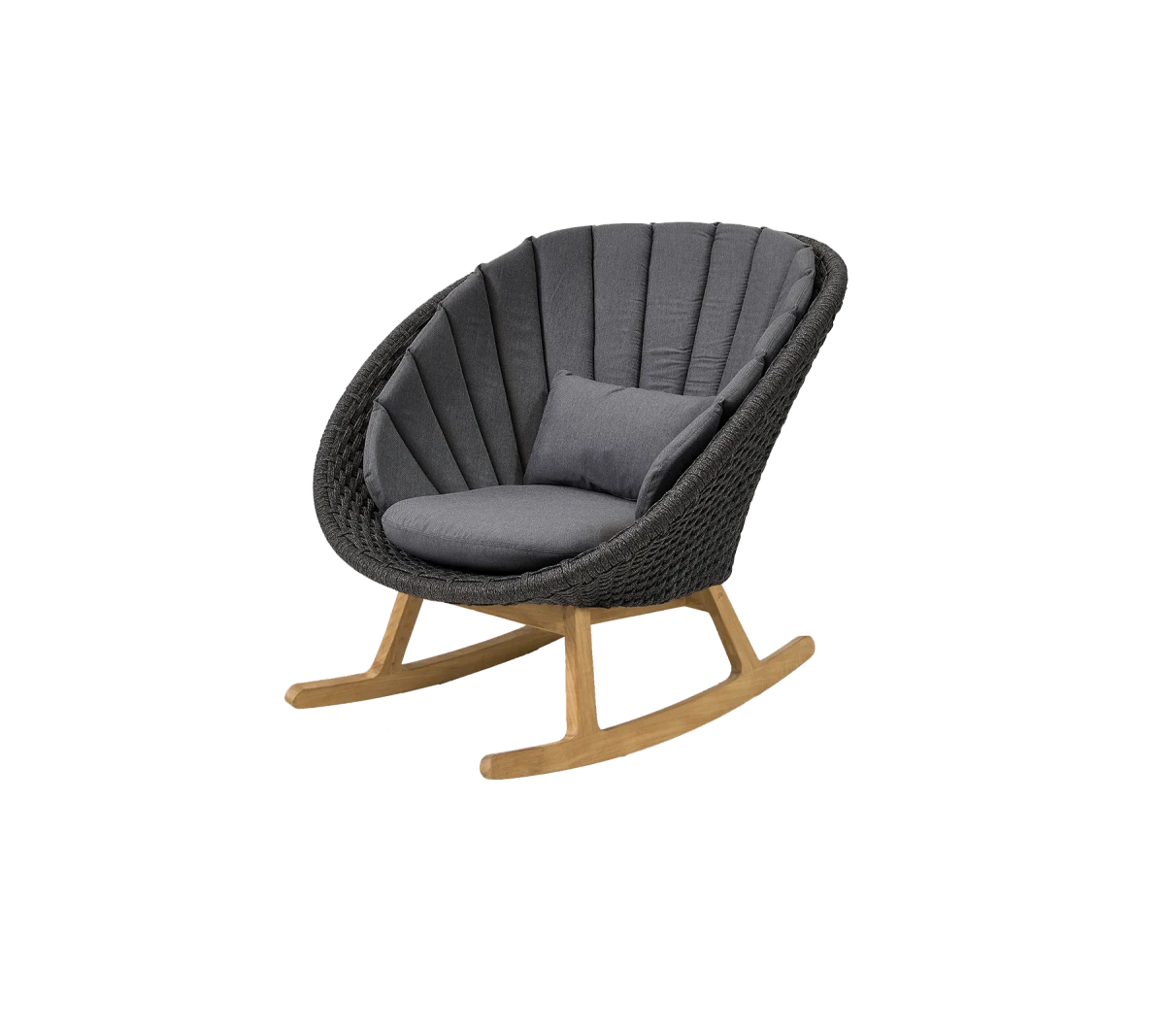 Peacock rocking chair w/teak legs